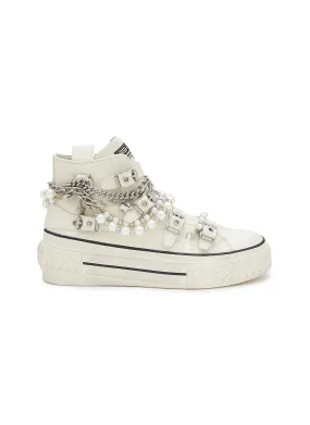 -----------ASH ---- ------------ ----Rainbow Chain Embellished Leather High-Top Sneakers --