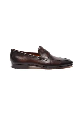 -----------MAGNANNI  ---- ------------DARK BROWN ----Leather penny loafer --