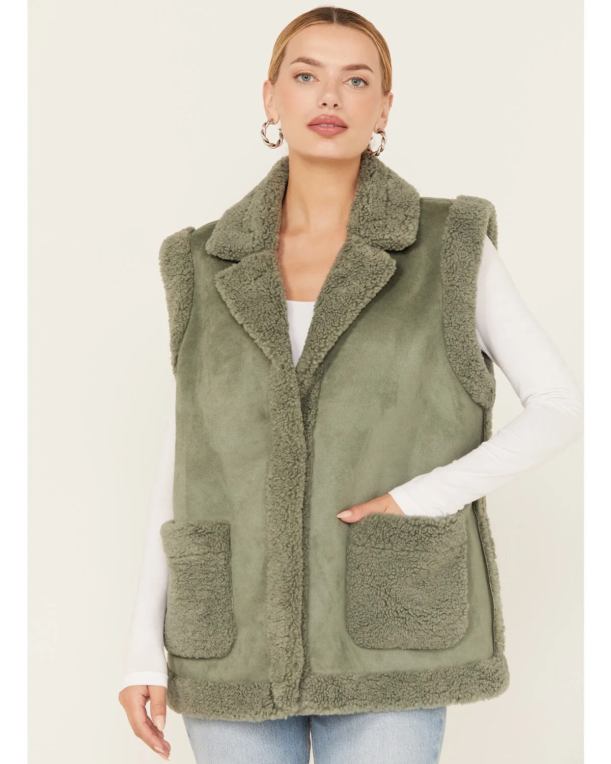 26 International Women's Suede Sherpa Lined Vest