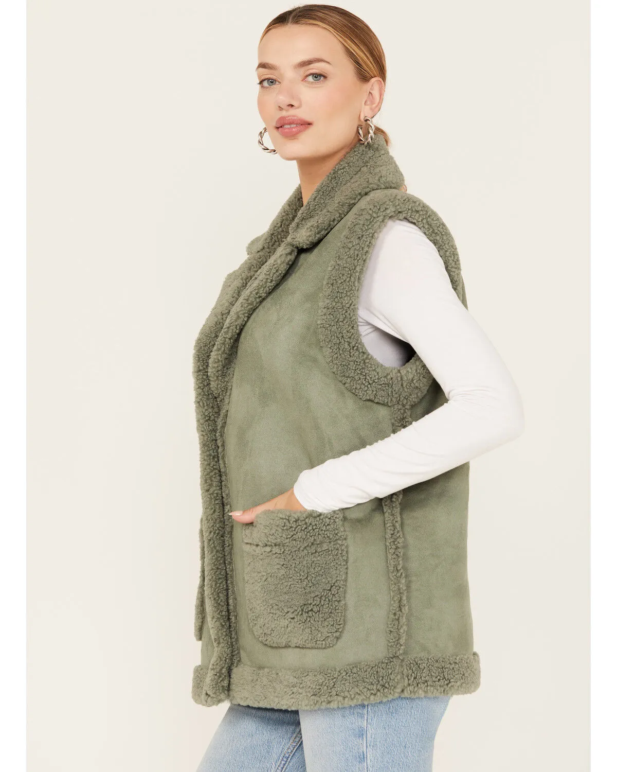 26 International Women's Suede Sherpa Lined Vest