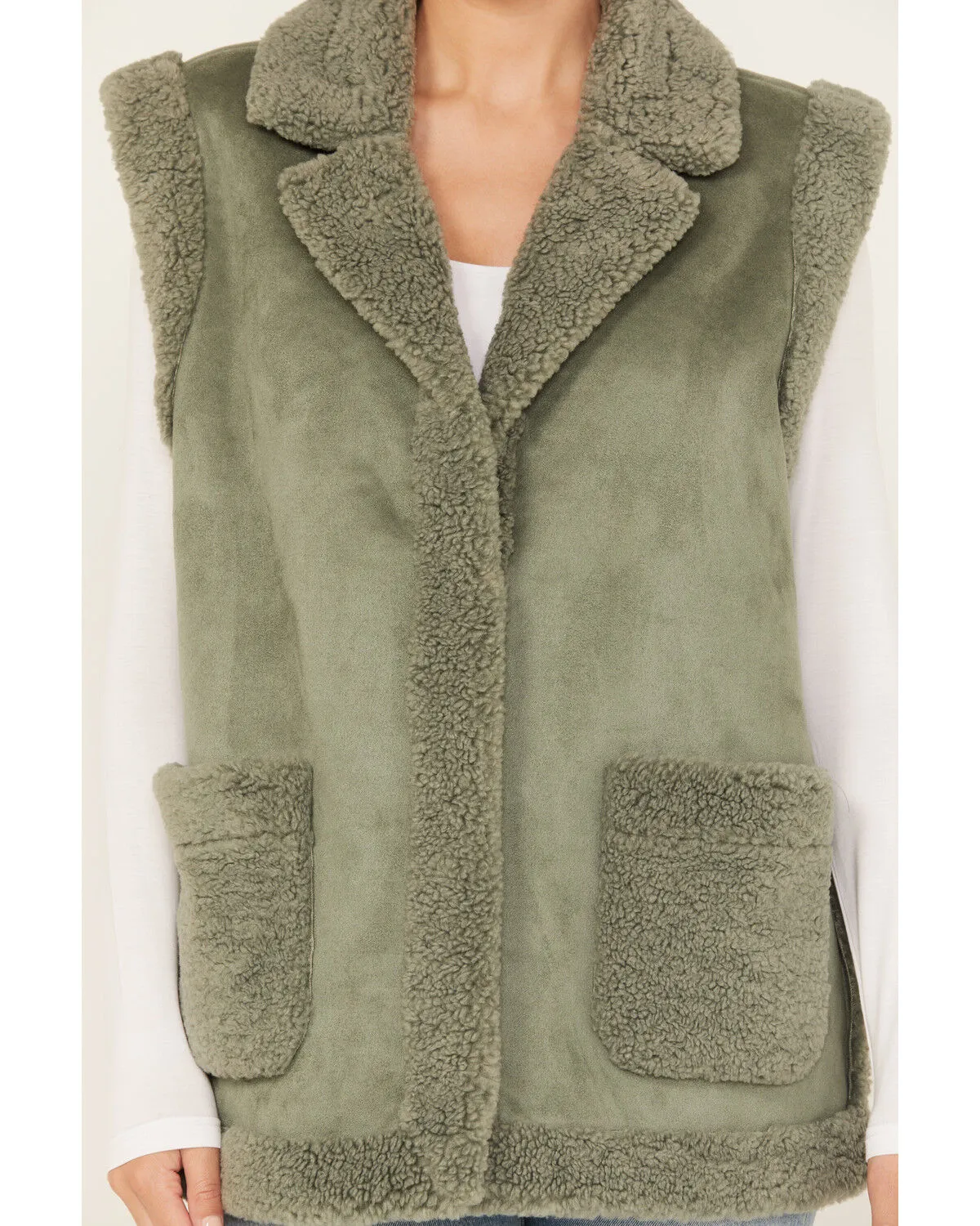 26 International Women's Suede Sherpa Lined Vest