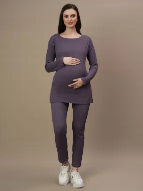 2pc. Maternity Jacquard Top + Leggings Set - Winter