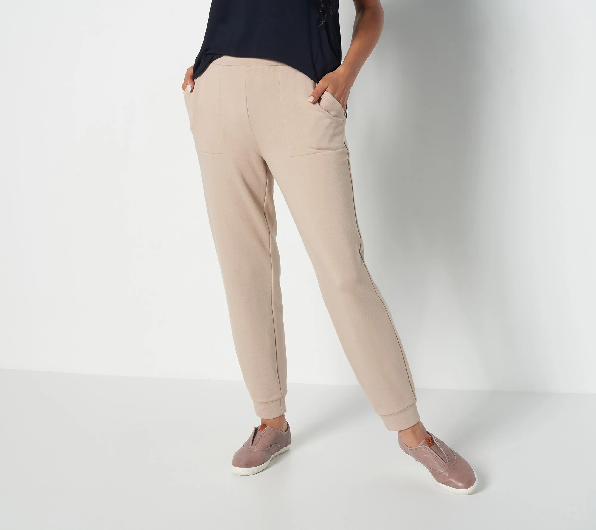 "As Is" Susan Graver Weekend Regular Brushed Back Knit Joggers