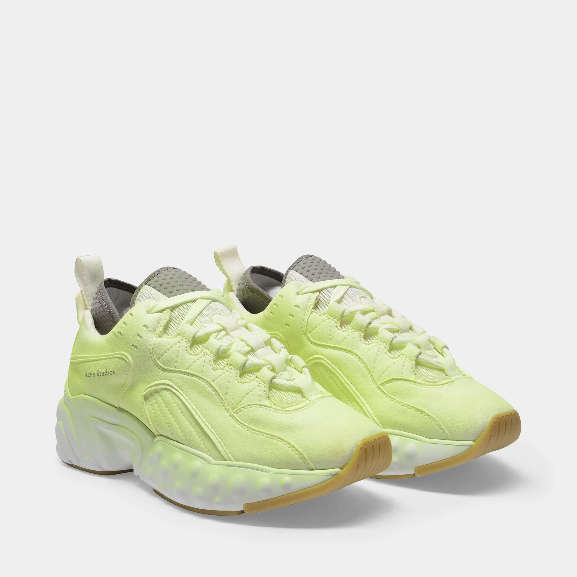 Acne Studios  Manhattan Overdyed Sneakers In Fluo Yellow Leather