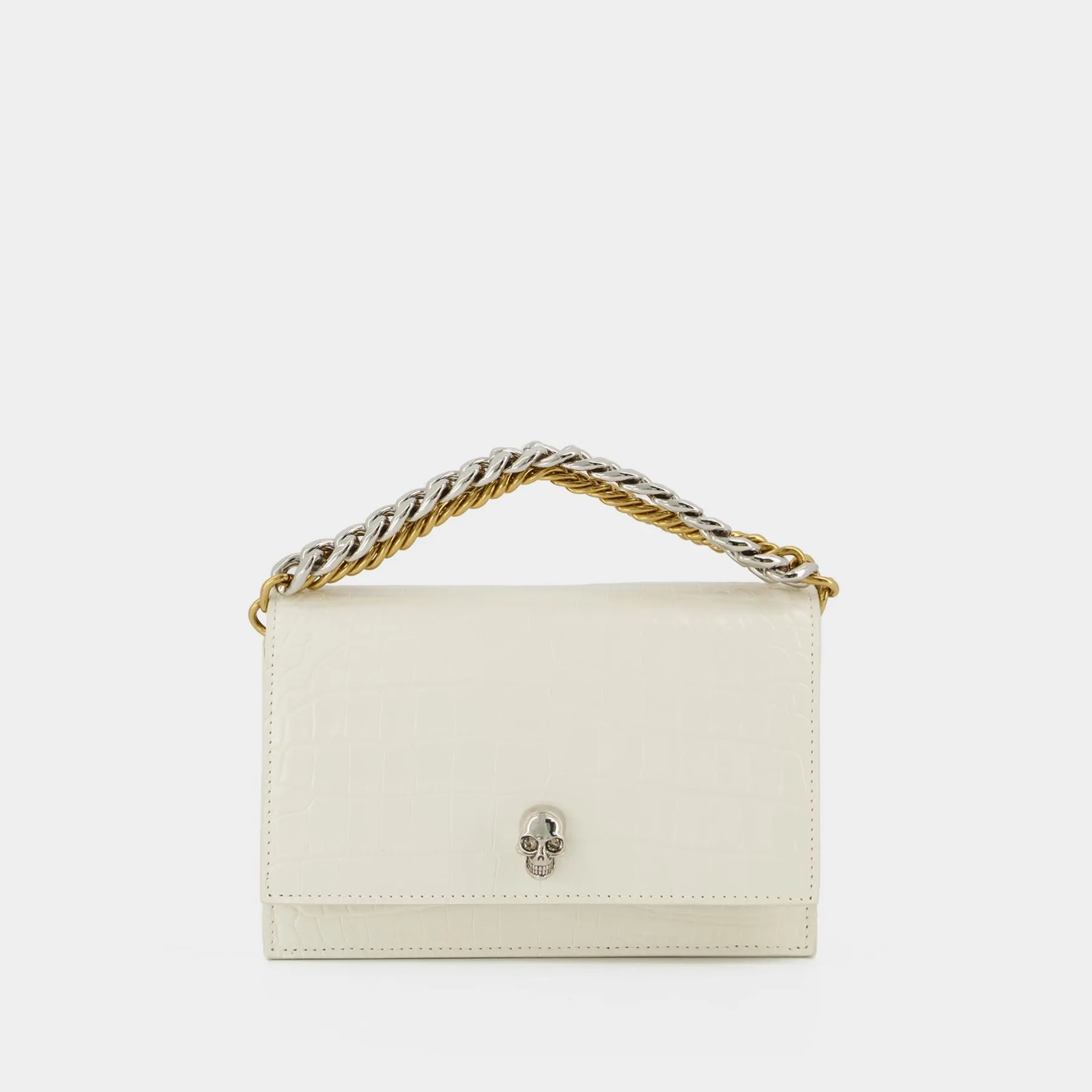 Alexander McQueen  Small Skull Ch Hobo Bag - Alexander Mcqueen -  Soft Ivory - Leather