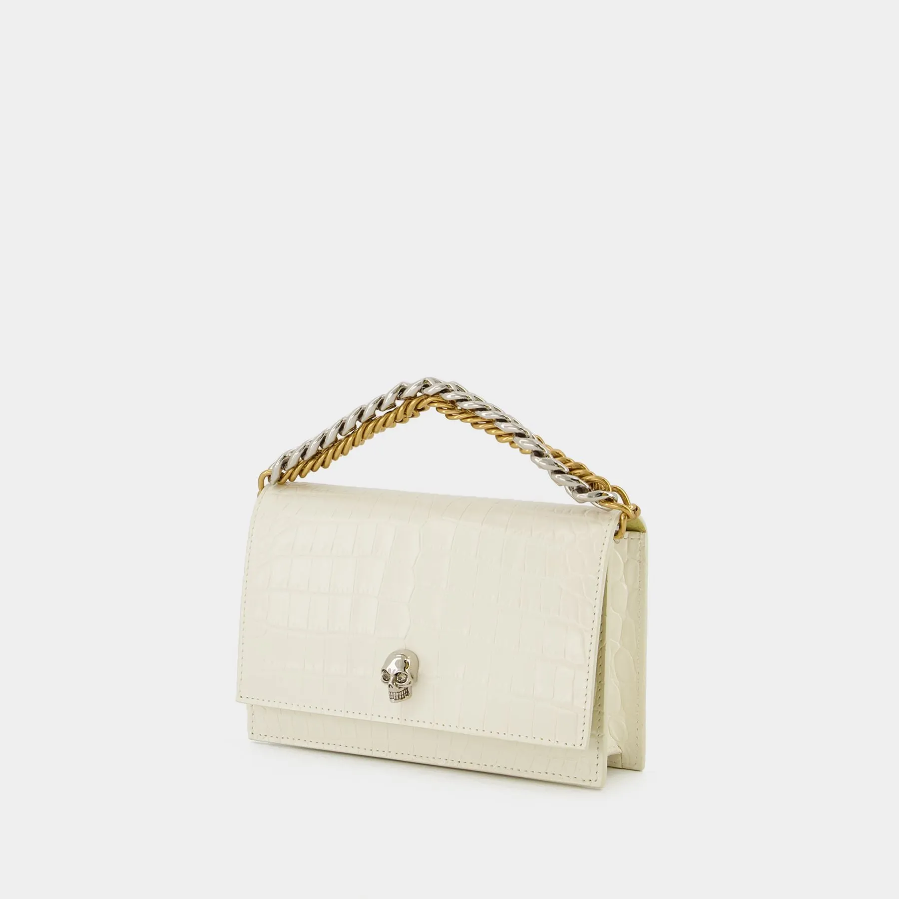 Alexander McQueen  Small Skull Ch Hobo Bag - Alexander Mcqueen -  Soft Ivory - Leather