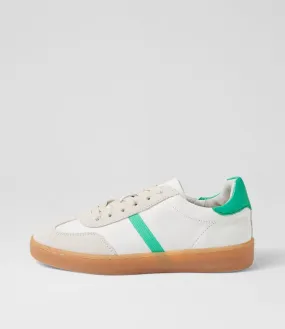 ALFIE & EVIE Aloha Cream White Greem Suede Leather Sneakers