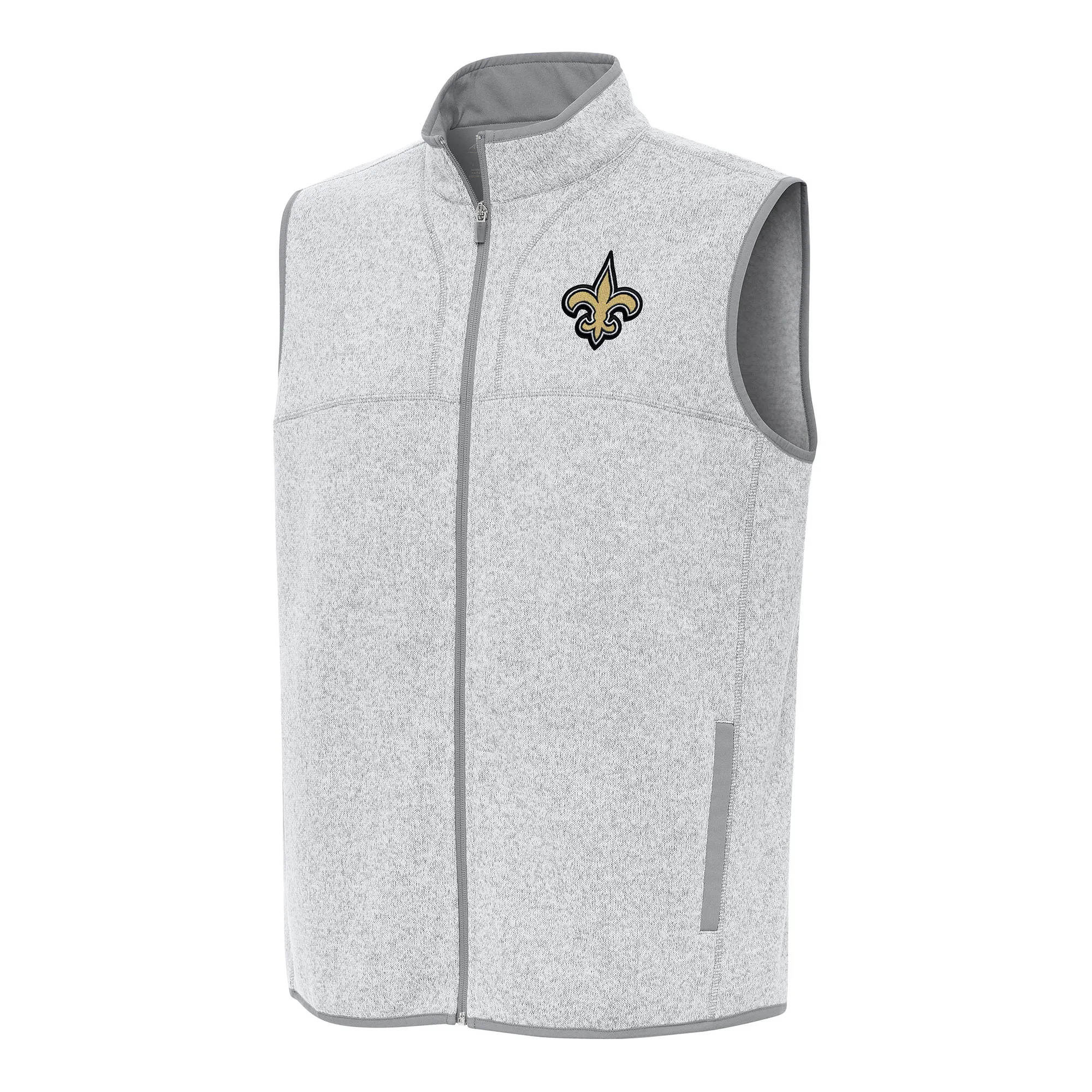 Antigua  New Orleans Saints Heather Gray Fortune Full-Zip Vest