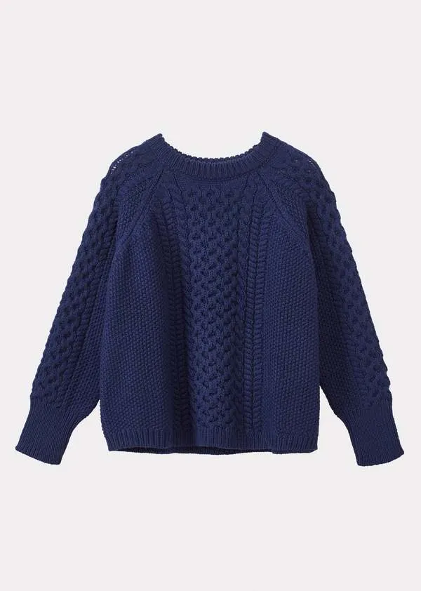 Aran Jumper - Denim Blue