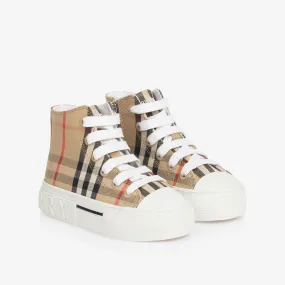 Archive Beige Check Hi-Top Trainers