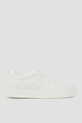 Ardene Ardene Man Monochromatic Court Sneakers For Men in White | Size | Faux Leather