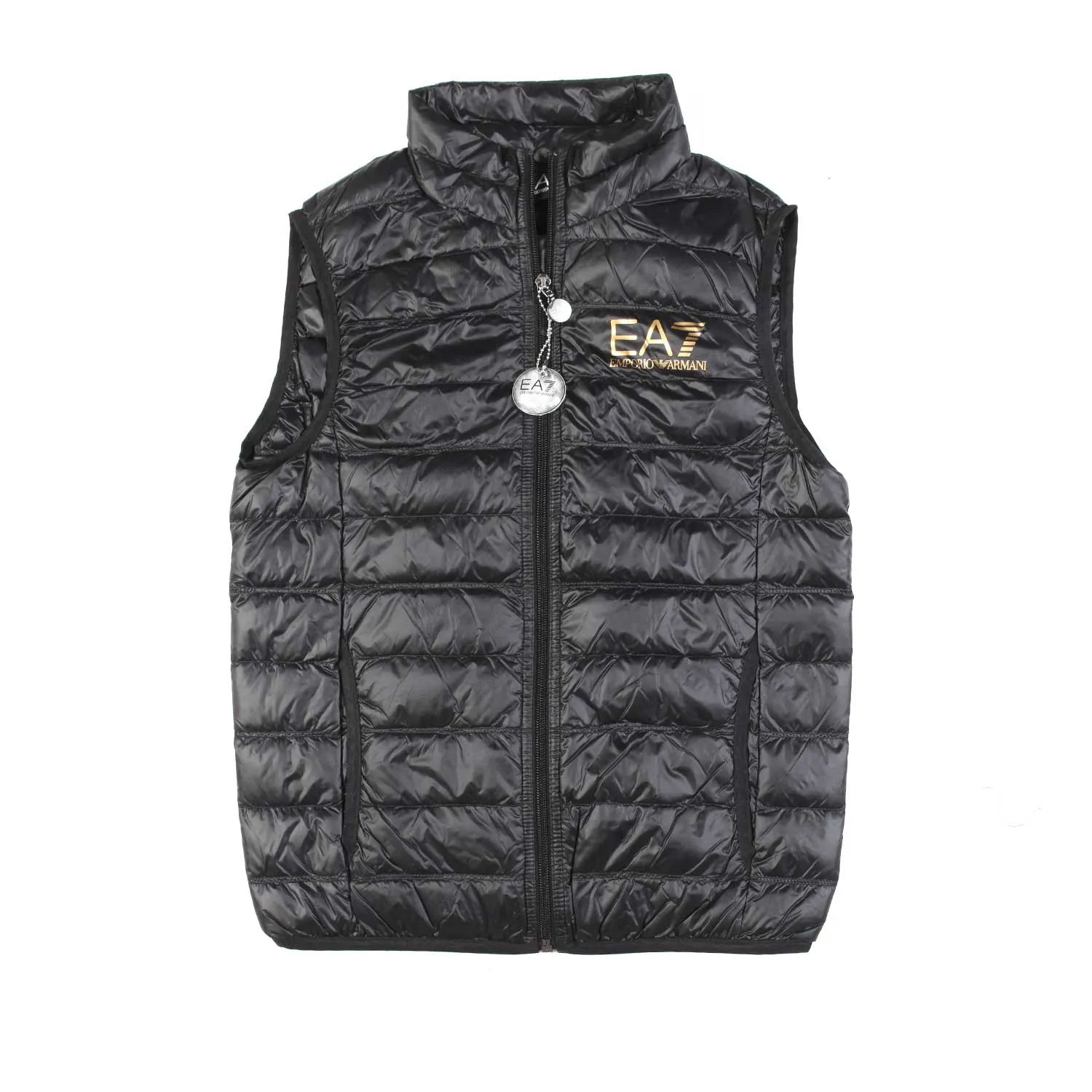 Armani Junior Black Core Identity Vest With Gold Ea7 Logo