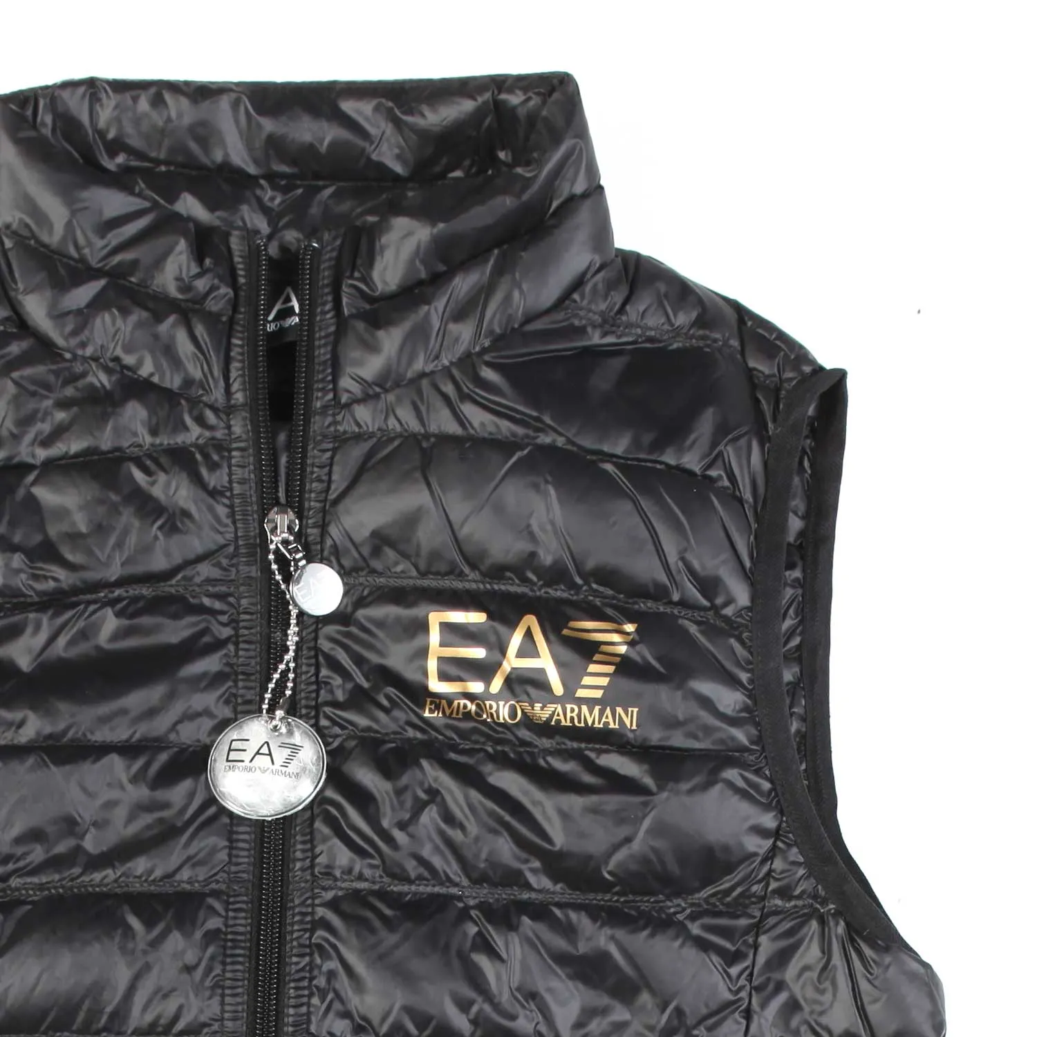 Armani Junior Black Core Identity Vest With Gold Ea7 Logo