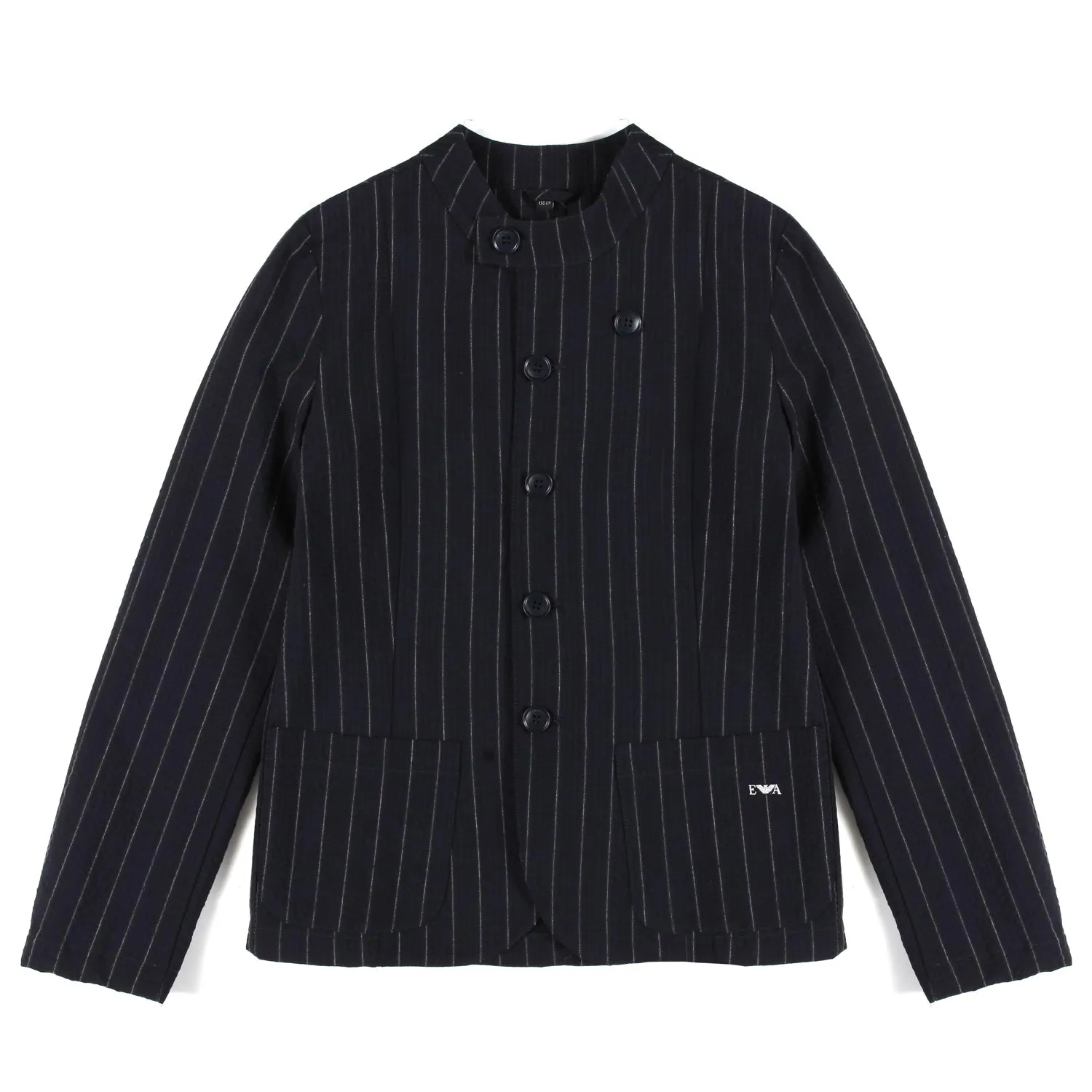 Armani Junior Navy Blue Pinstripe Korean Jacket For Kids And Teenager