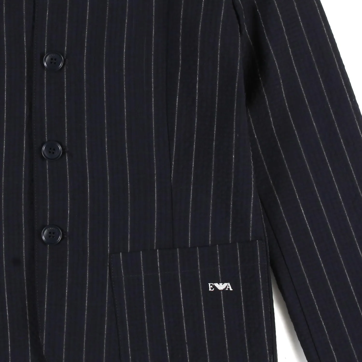 Armani Junior Navy Blue Pinstripe Korean Jacket For Kids And Teenager