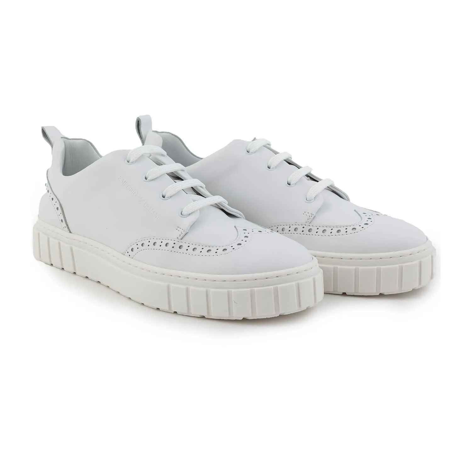 Armani Junior Unisex White Sneakers With Dovetails