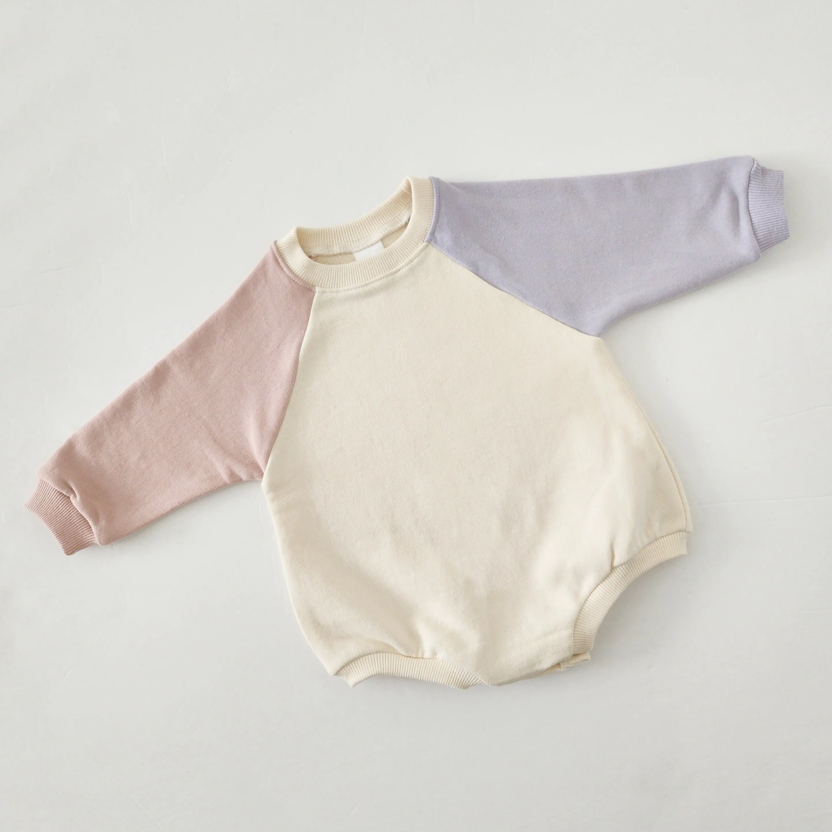 Baby Colorblock Sweatshirt Romper (3-24m) - Pink