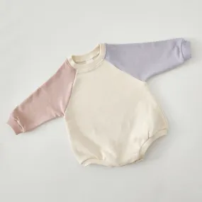 Baby Colorblock Sweatshirt Romper (3-24m) - Pink