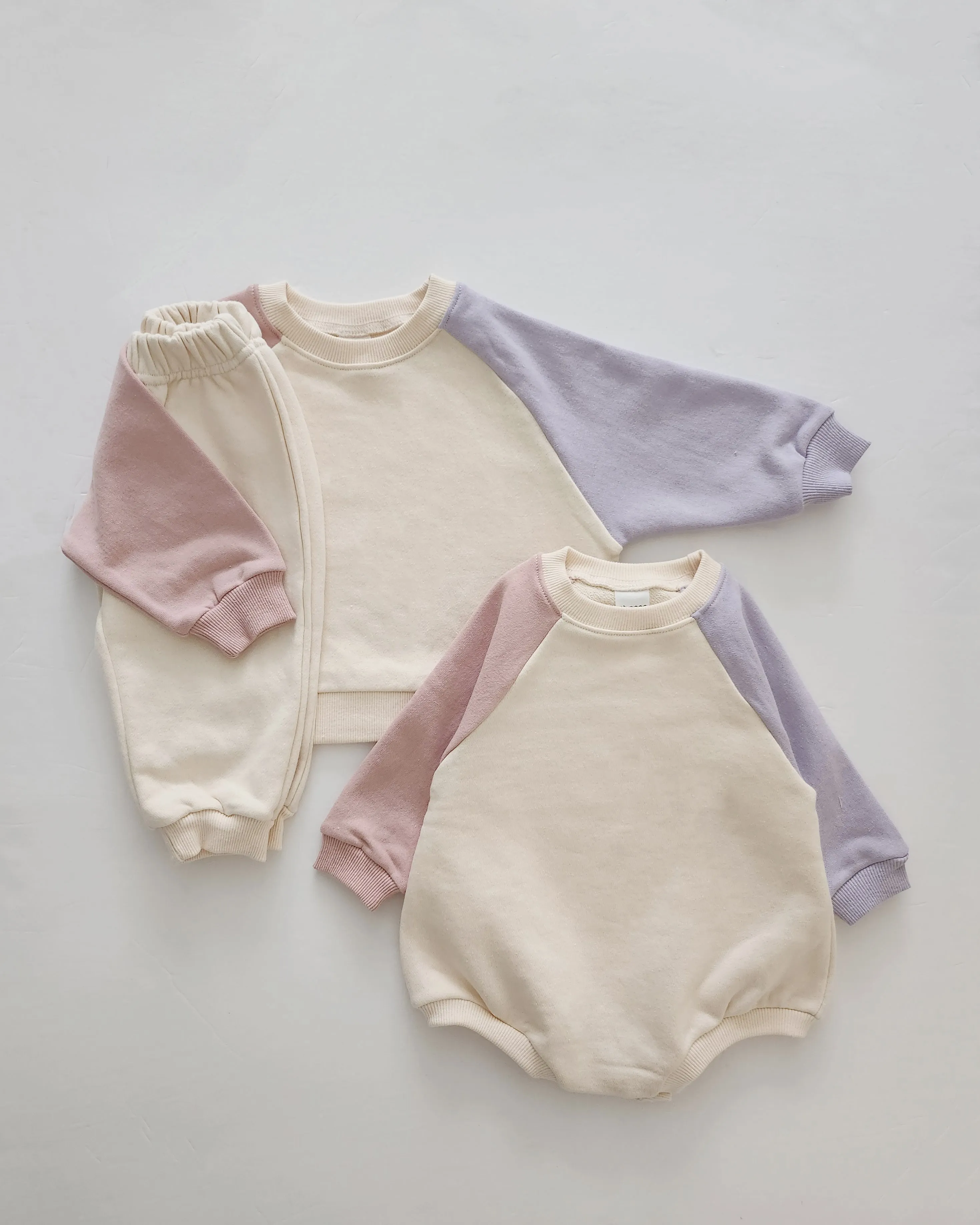 Baby Colorblock Sweatshirt Romper (3-24m) - Pink