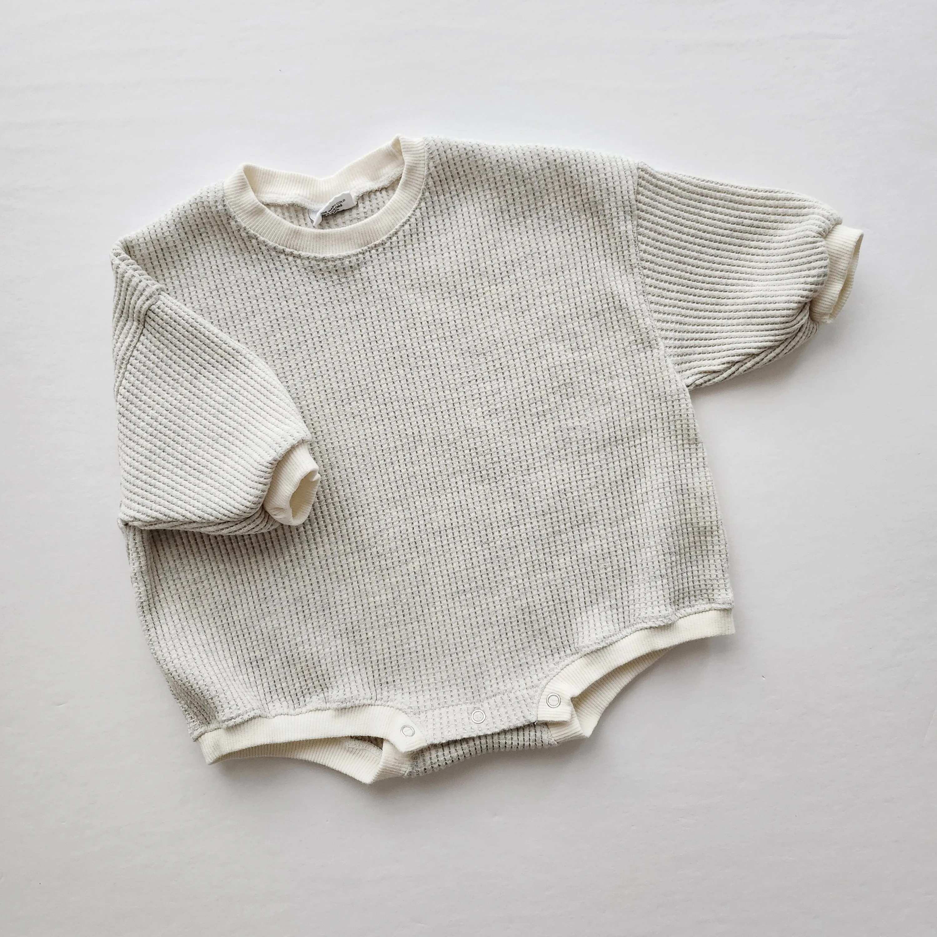 Baby Waffle Sweatshirt Romper (3m-3y) - Heather Gray