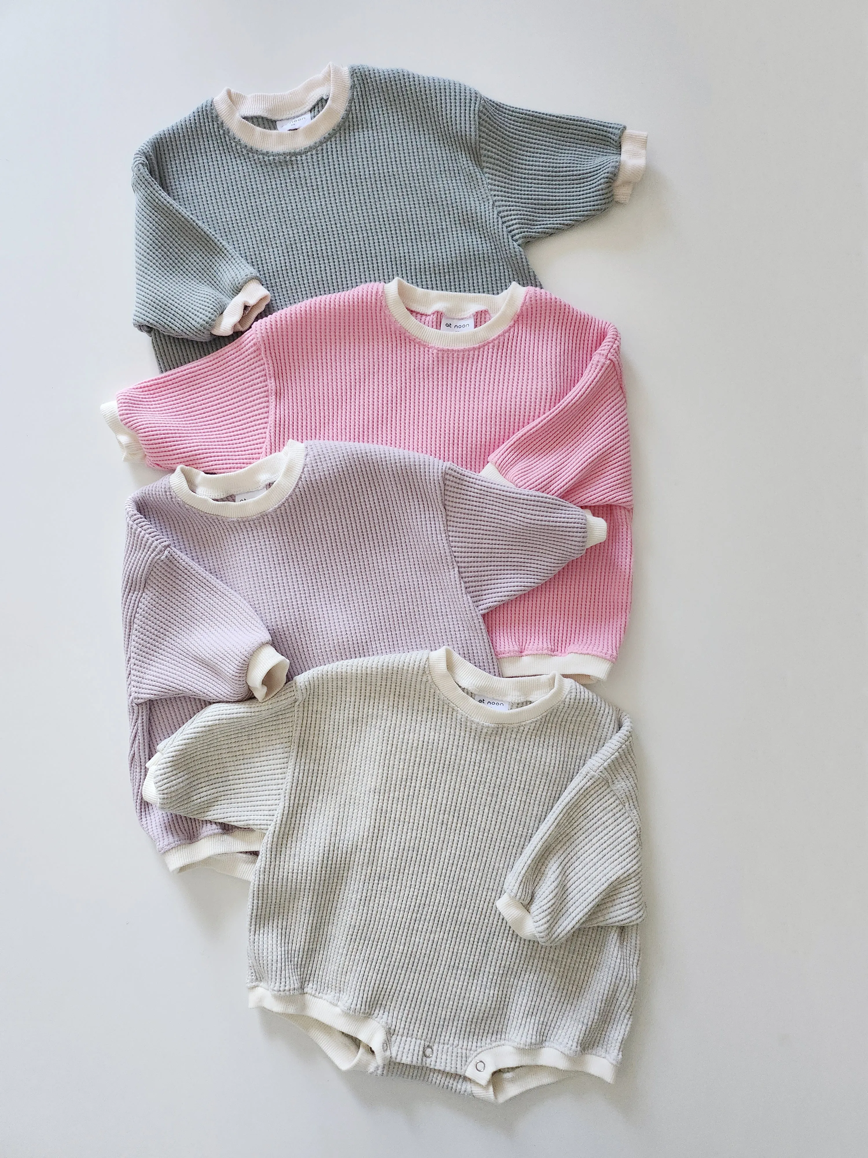 Baby Waffle Sweatshirt Romper (3m-3y) - Heather Gray