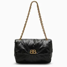 Balenciaga    Balenciaga Black Leather Small Monaco Bag With Chain