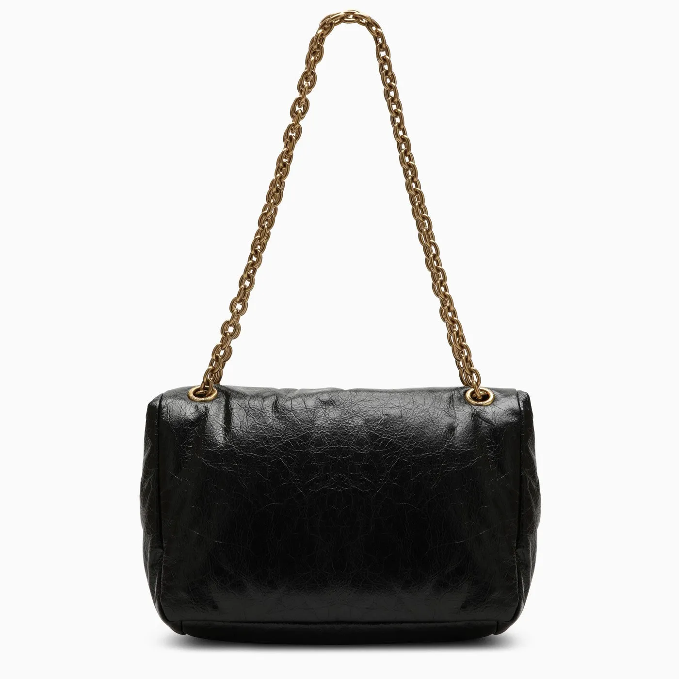 Balenciaga    Balenciaga Black Leather Small Monaco Bag With Chain