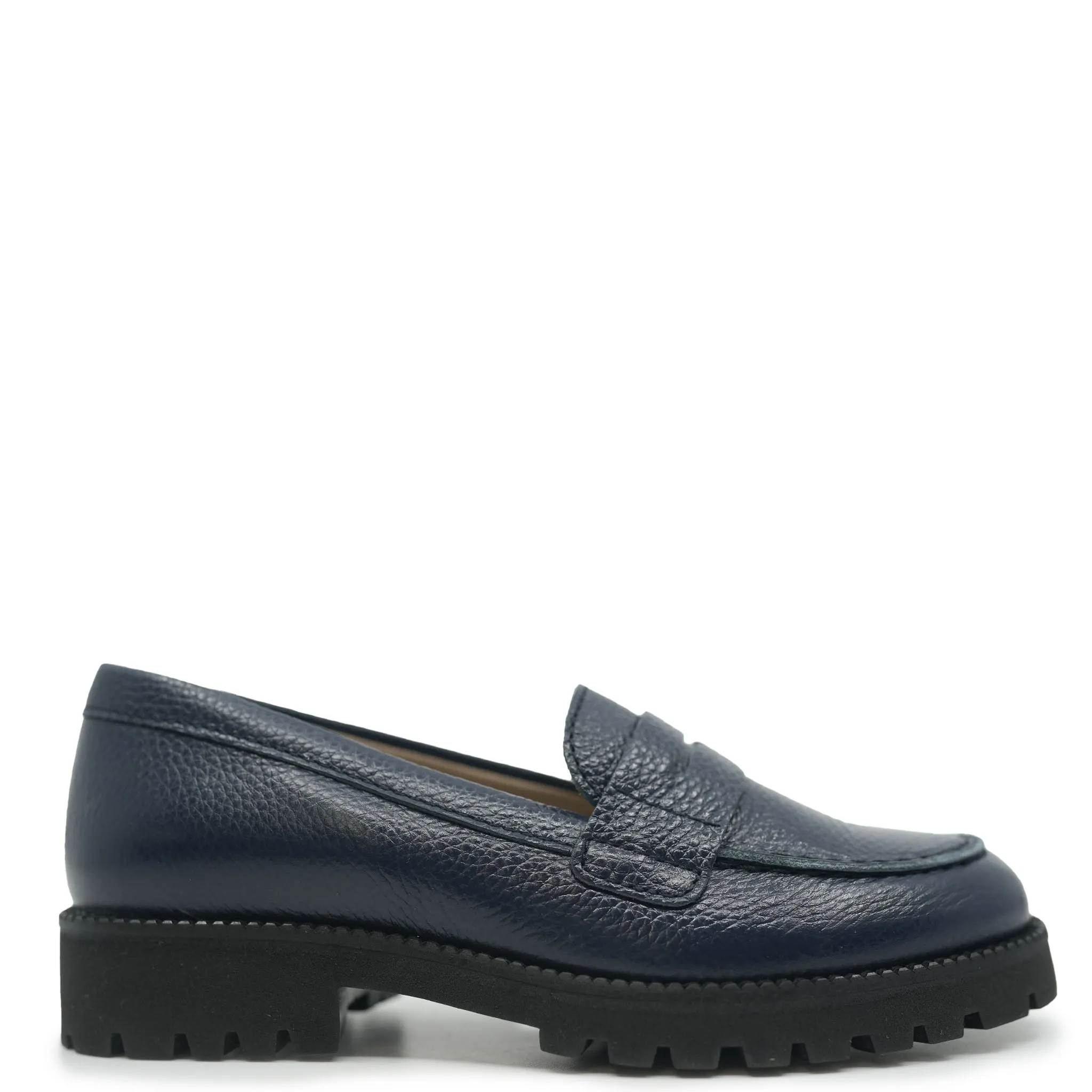 Beberlis Navy Pebbled Penny Chunky Loafer