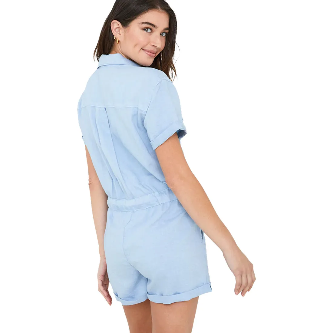 Bella Dahl Short Sleeve Button Front Romper - Women's