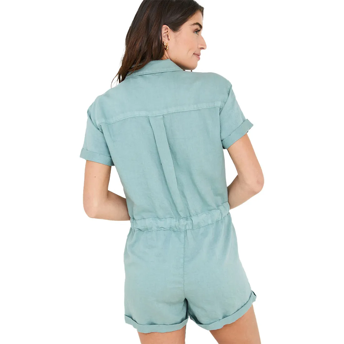 Bella Dahl Short Sleeve Button Front Romper - Women's