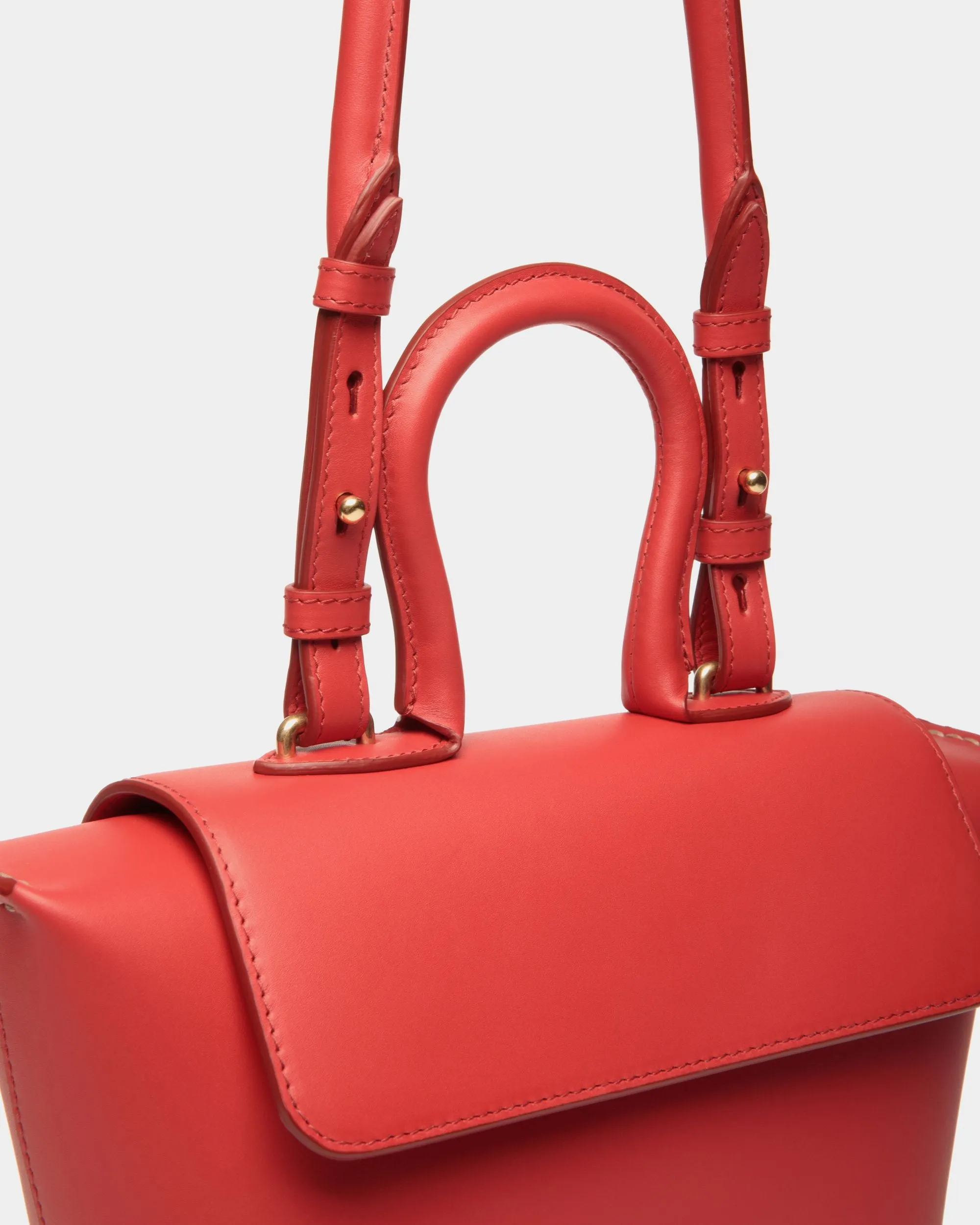 Belle Top Handle Bag in Candy Red Leather 