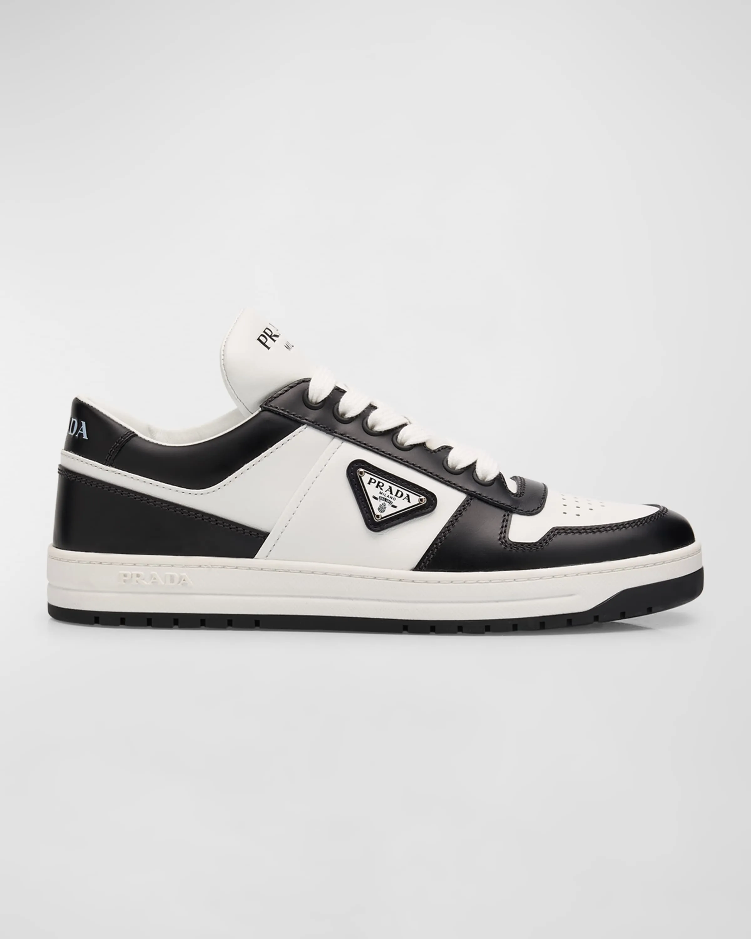 Bicolor Leather Low-Top Court Sneakers