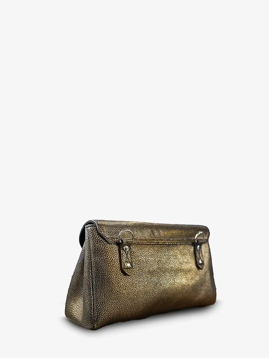 Black and Gold Leather Shoulder Bag for Women - Suzon M Granite | PAUL MARIUS