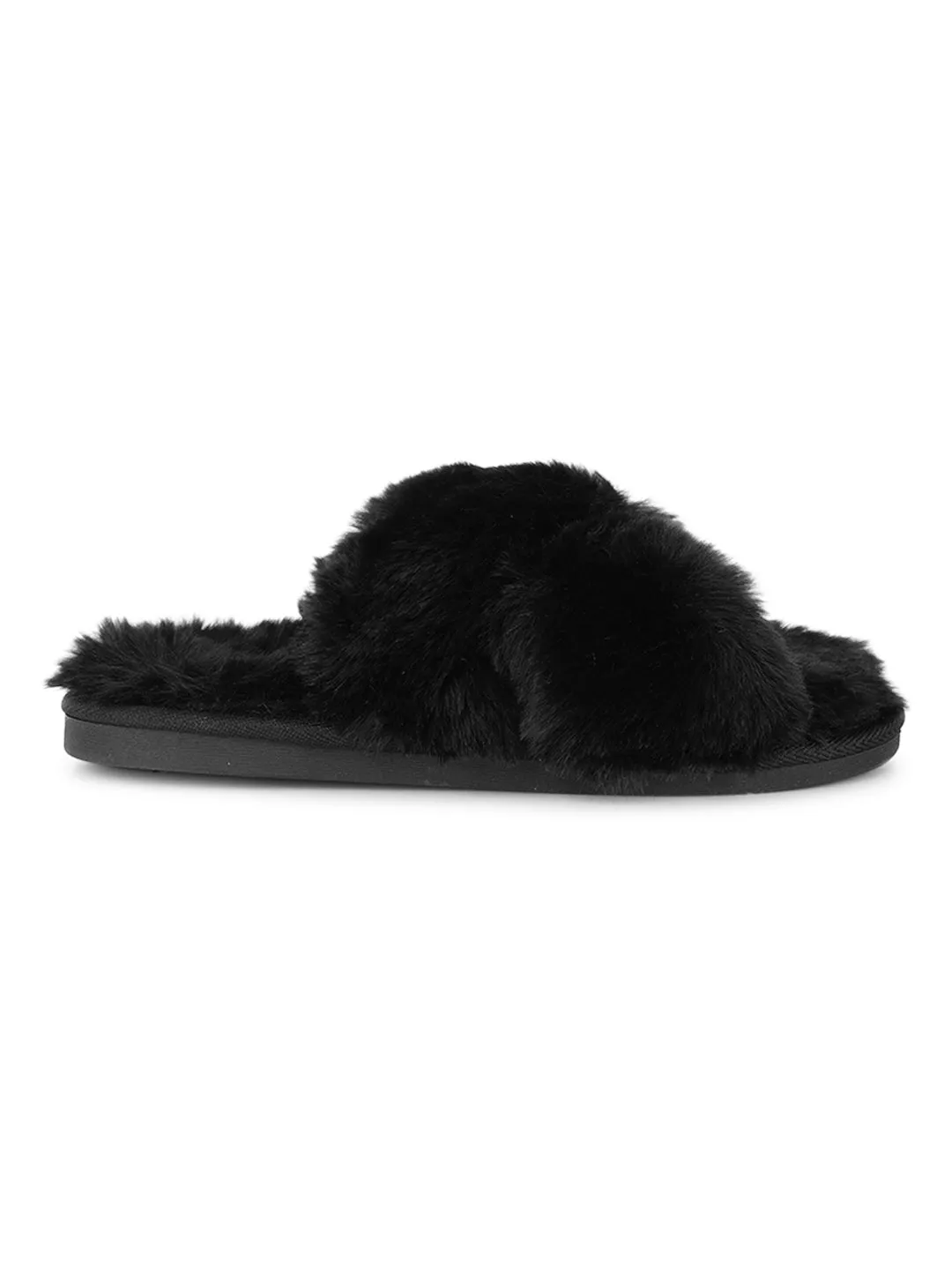 Black Fur Winter Warm Comfy Slipper (TC-INDSLIP1-BLK)