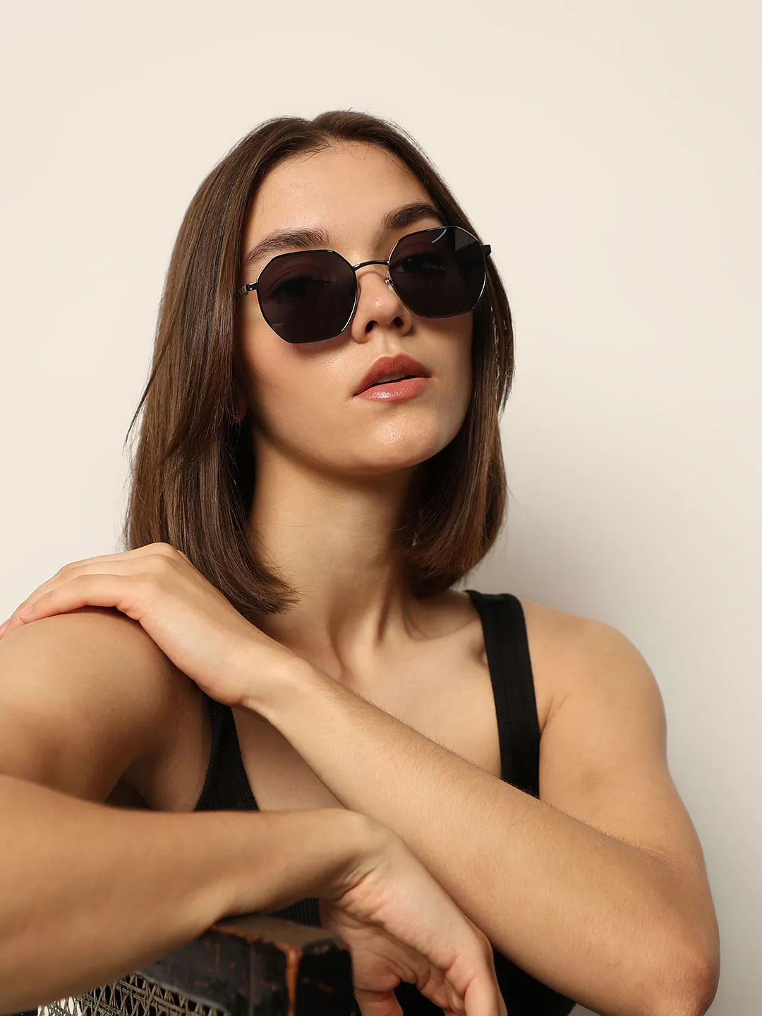 Black Hexagonal Sunglasses