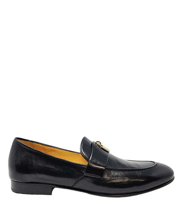 Black Lock Flat Loafer - Black