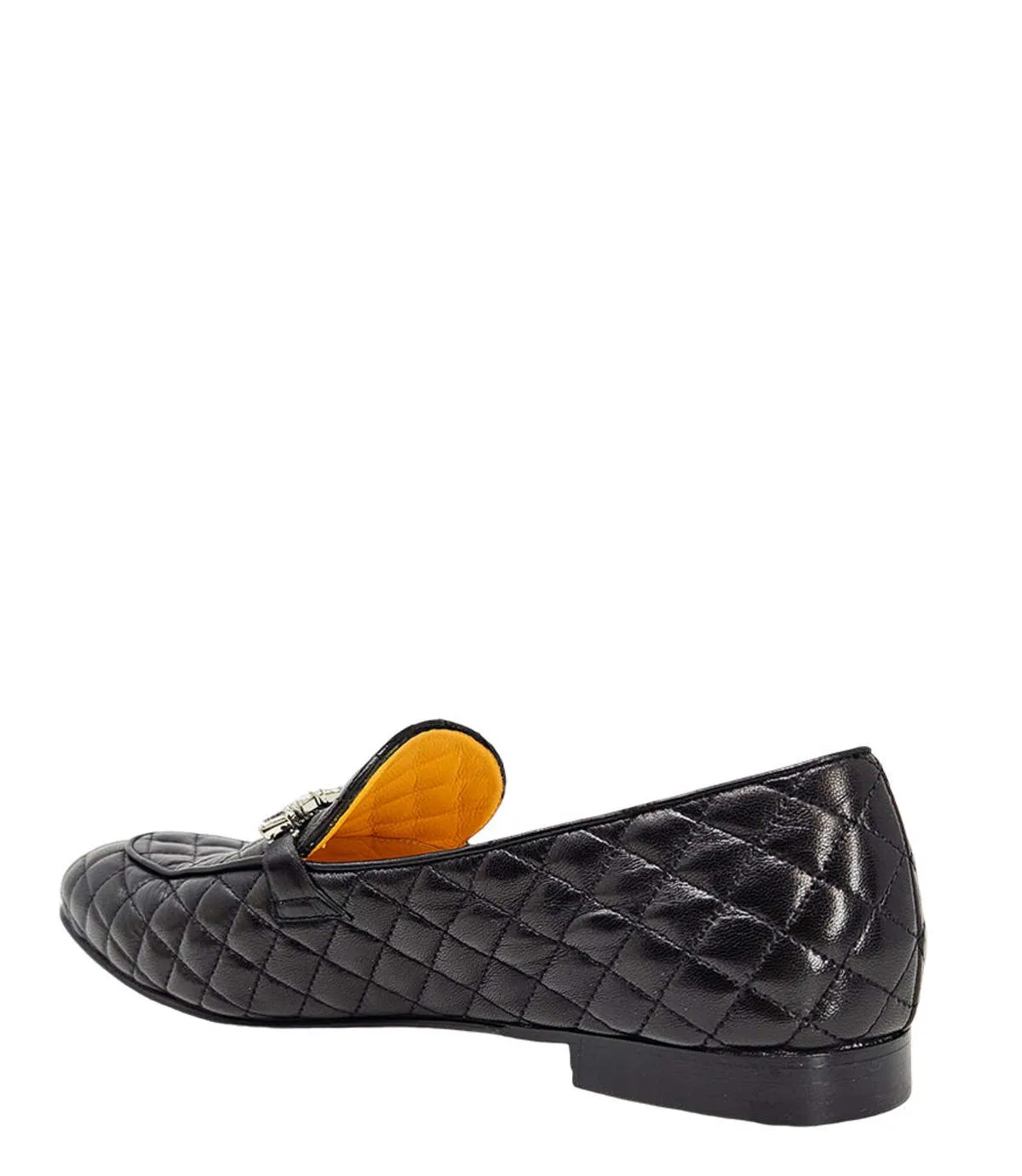 Black Quilted Flat Loafer - Black