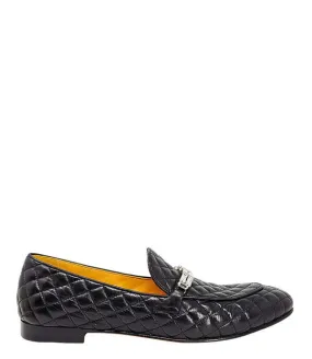 Black Quilted Flat Loafer - Black