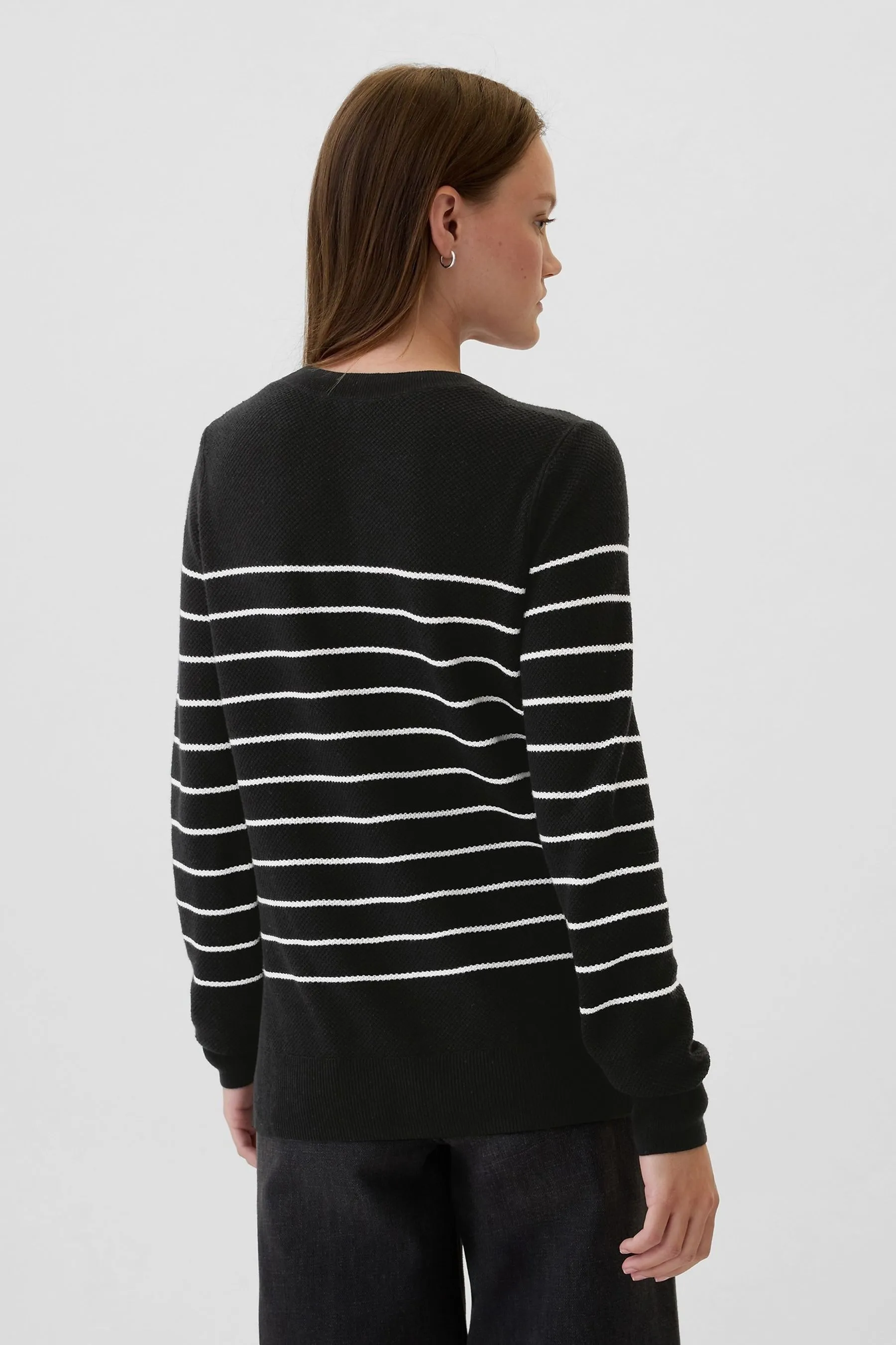 Black Ribbed Crew Neck Jumper