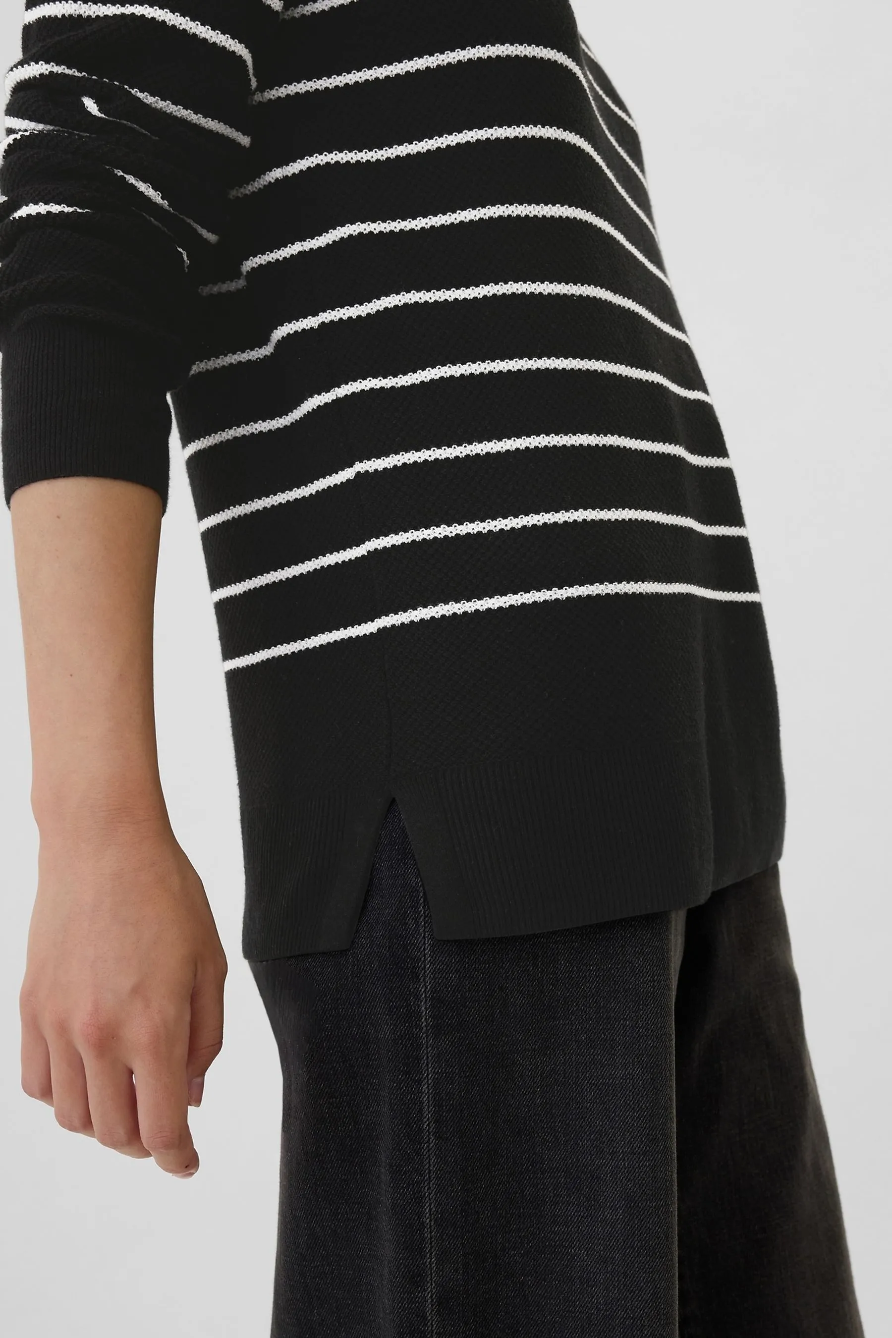 Black Ribbed Crew Neck Jumper