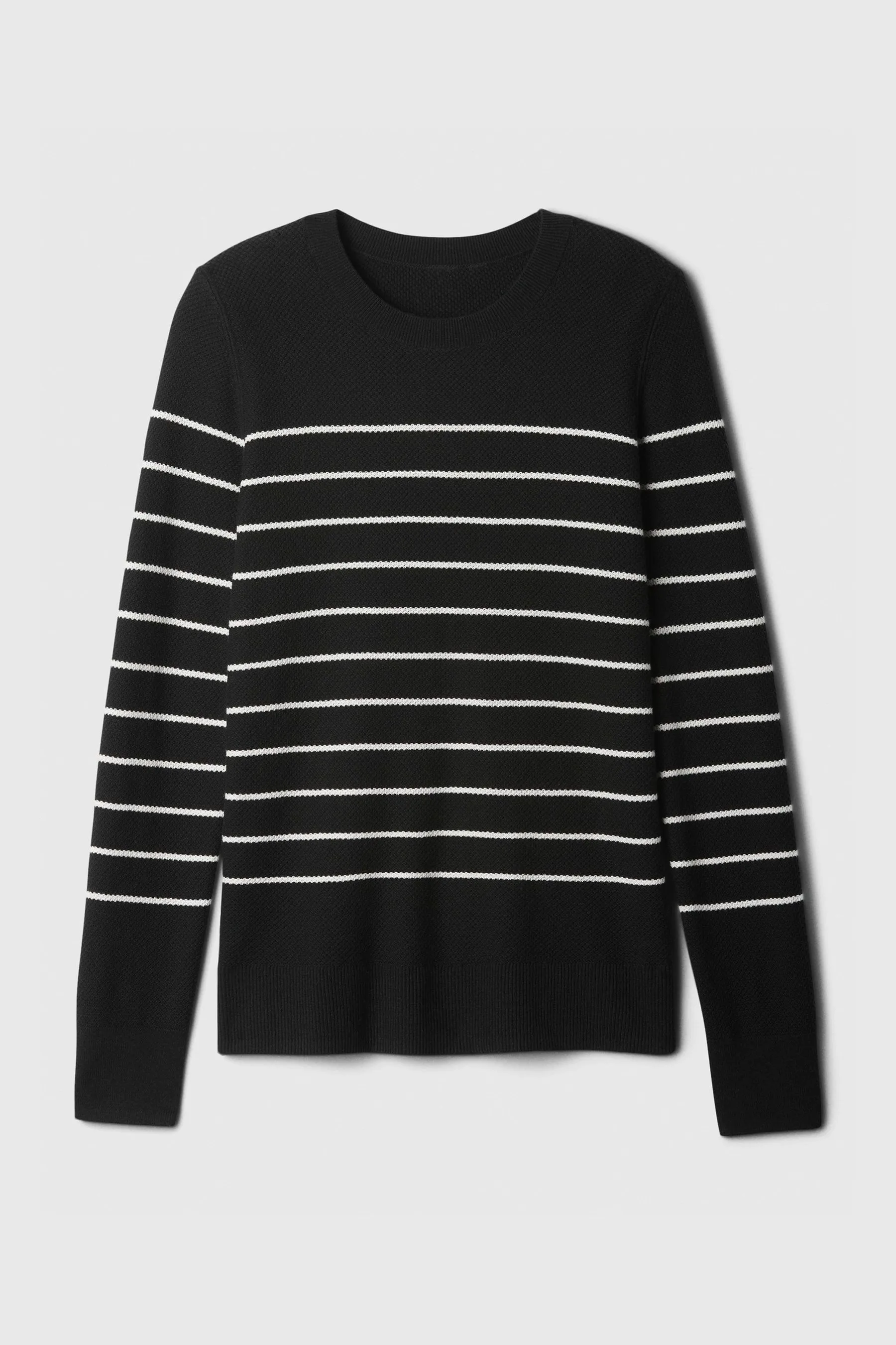 Black Ribbed Crew Neck Jumper