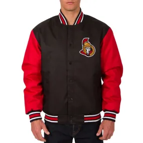 Black/Red Ottawa Senators Front Hit Varsity Poly Twill Jacket