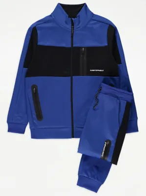 Blue Colour Block Unstoppable Zip Up Tracksuit | Kids | George at ASDA