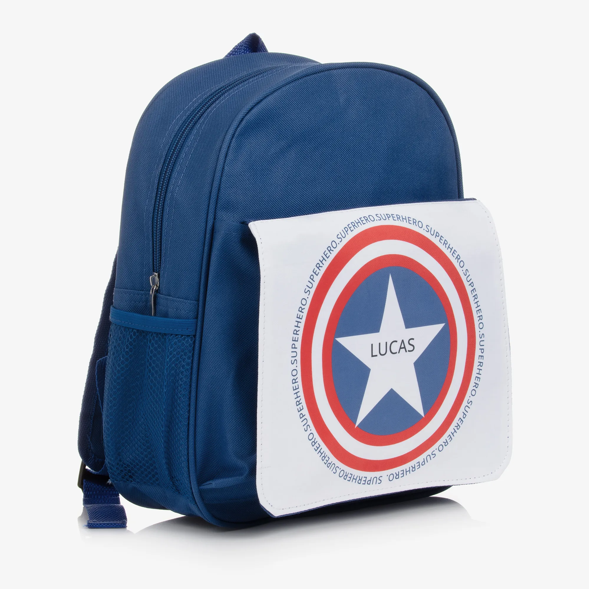 Blue Personalised Superhero Backpack (31cm)