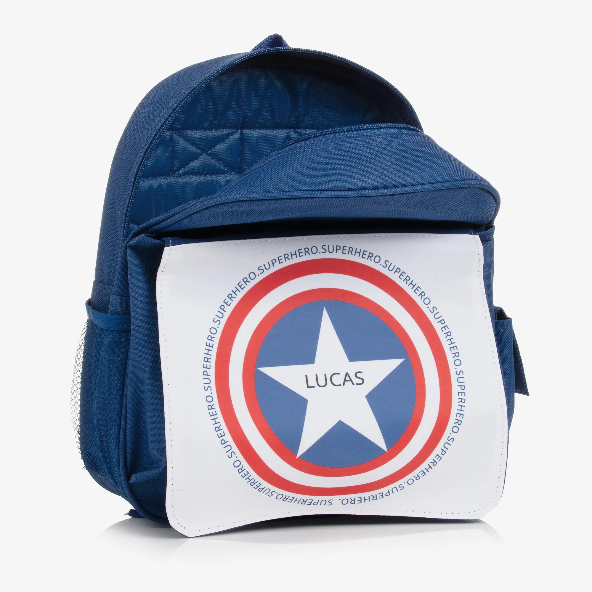 Blue Personalised Superhero Backpack (31cm)