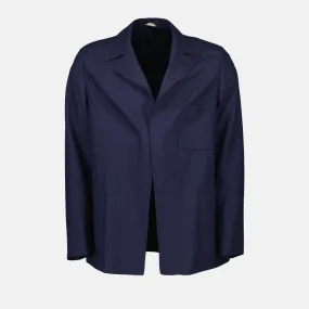 Blue Wool Jacket with Peak Lapels