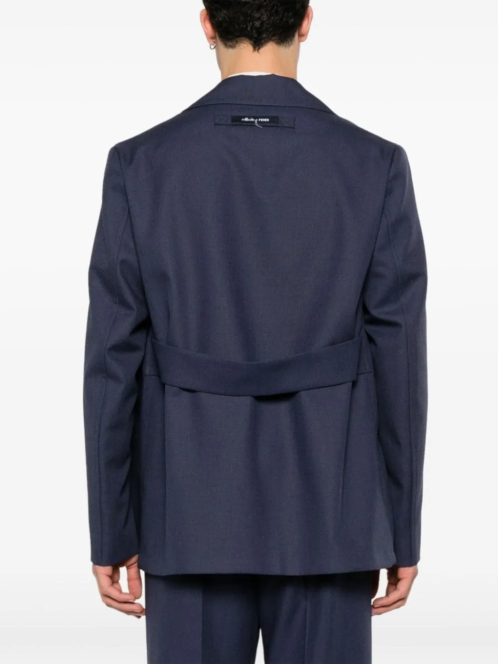 Blue Wool Jacket with Peak Lapels