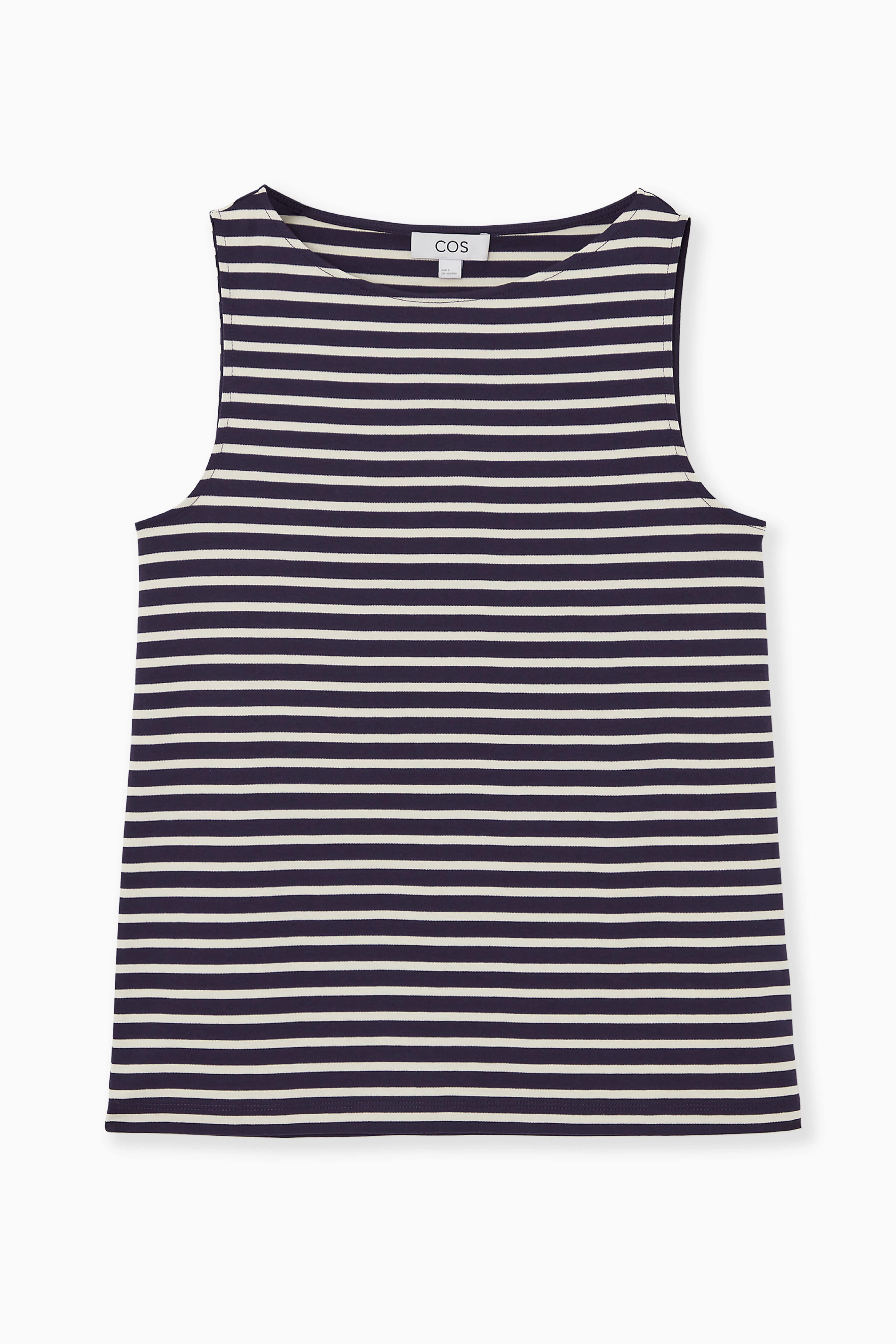 BOAT-NECK TANK TOP - Boat neck - Sleeveless - NAVY / STRIPED - Ladies | H&M GB