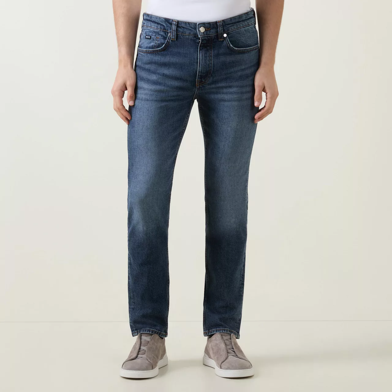 BOSS Delaware Mid Rise Slim Jeans - Light Blue