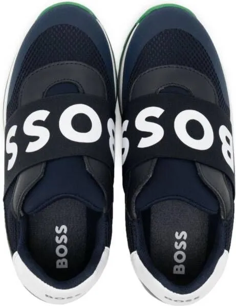 BOSS Kidswear logo-strap sneakers Blue